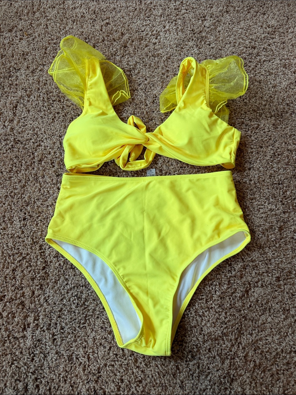 Yellow High-Waist Ruffle Strap Bikini - Women